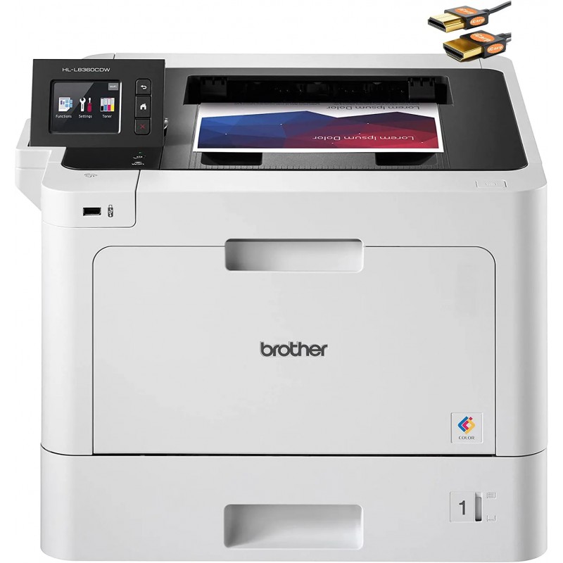 Brother HL-L83 60CDW Series Business Wireless Color Laser Printer – Print Copy Scan – Auto Duplex Printing – Mobile Printing – Print Up to 33 Pages/Min – 2.7″ Color Touchscreen + HDMI Cable