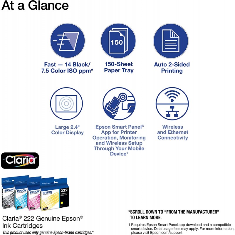 Epson Expression Home XP-5200 Wireless Color All-in-One Printer with Scan, Copy, Automatic 2-Sided Printing, Borderless Photos, 150-Sheet Paper Tray and 2.4″ Color Display