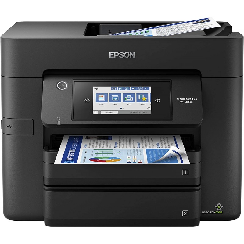 Epson Workforce WF-2850 All-in-One Wireless Color Inkjet Printer, Black – Print Scan Copy Fax – 10 ppm, 5760 x 1440 dpi, 8.5 x 14, Auto 2-Sided Printing, 30-Sheet ADF, Voice-Activated, DAODYANG
