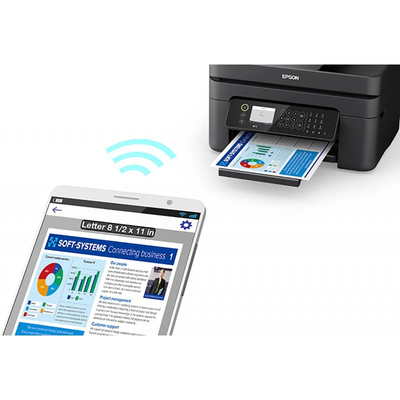 Epson Workforce WF-2850 All-in-One Wireless Color Inkjet Printer, Black – Print Scan Copy Fax – 10 ppm, 5760 x 1440 dpi, 8.5 x 14, Auto 2-Sided Printing, 30-Sheet ADF, Voice-Activated, DAODYANG
