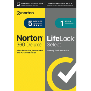 Norton 360 Deluxe with LifeLock Select – 1-Year / 5-Device – Americas